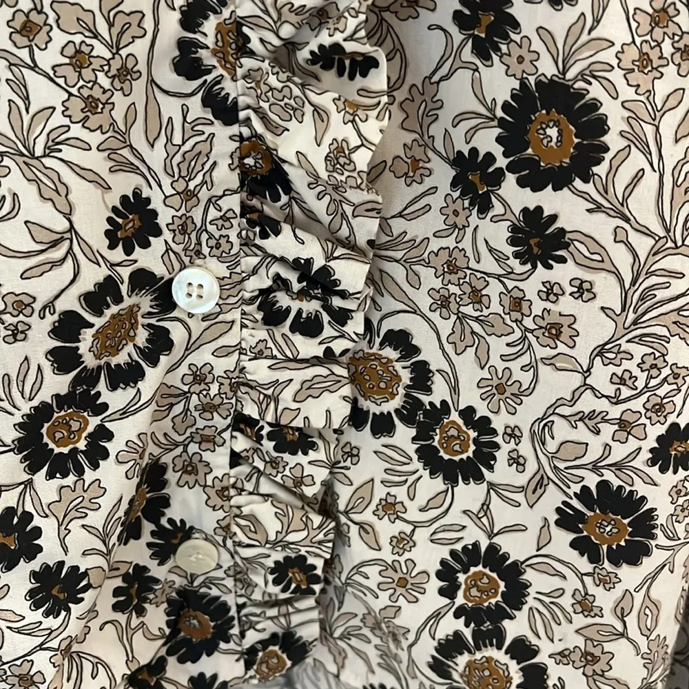 Zara button down ruffled cotton shirt. - Picture 10 of 15